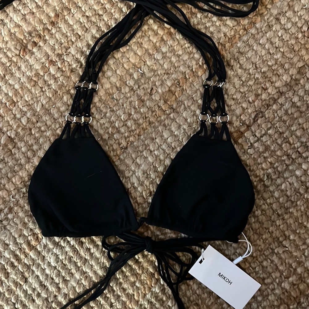 MIKOH Nalu Metal Ring Detailed Triangle Top in Night